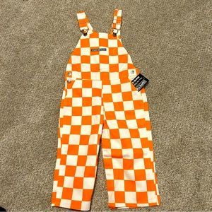 Orange and White Gamebibs Checkered Overalls